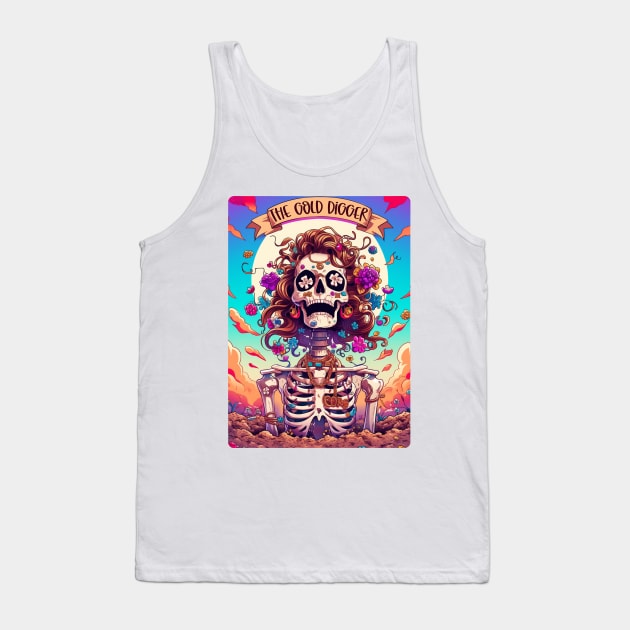 "The Gold Digger" Funny Tarot Skeleton Tank Top by FlawlessSeams